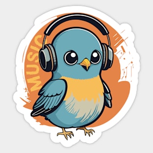 Baby Bird with Headphone Sticker